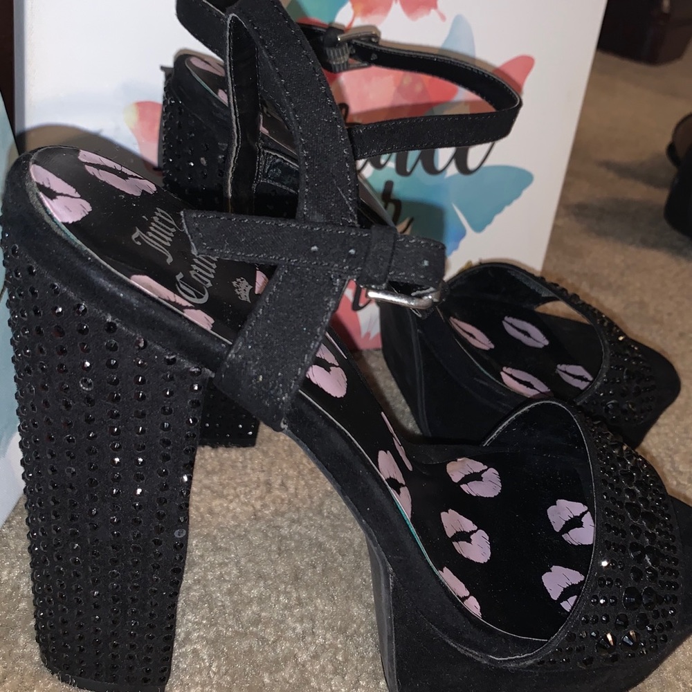 Sale. Juicy Couture Shiny black rhinestone heels